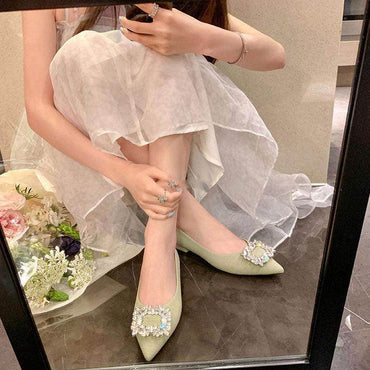 Rhinestone Pointy Flat Shoes 707106912708 - COCOMELODY