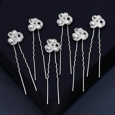 Bridal accessories Alloy flower rhinestone hairpin tray hair pin 641312692617 - COCOMELODY