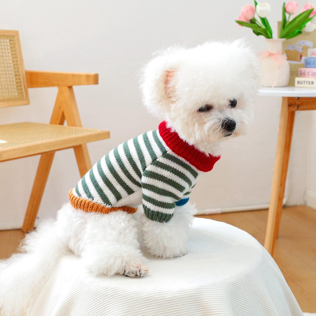 Pet Clothes Dog Cats Colorful vintage striped sweater 830166761506 - COCOMELODY