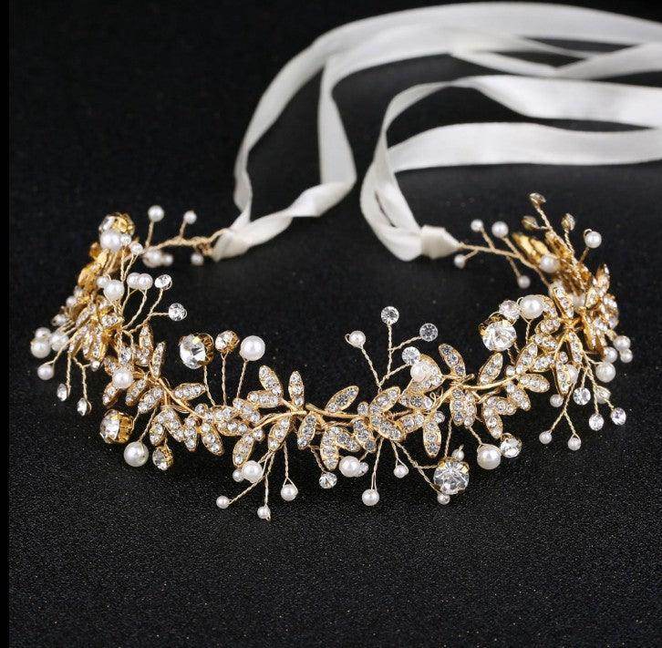 Explosive white handmade Crystal Tiara Bridal garland Hair accessories Pearl headband Headpieces 692378900508 - COCOMELODY
