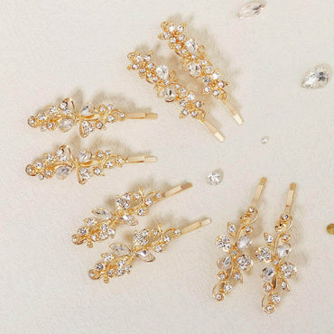 Hair accessories Metal Hair Clips Broken bangs One line clip leaf rhinestone alloy hair clips 679973510035 - COCOMELODY