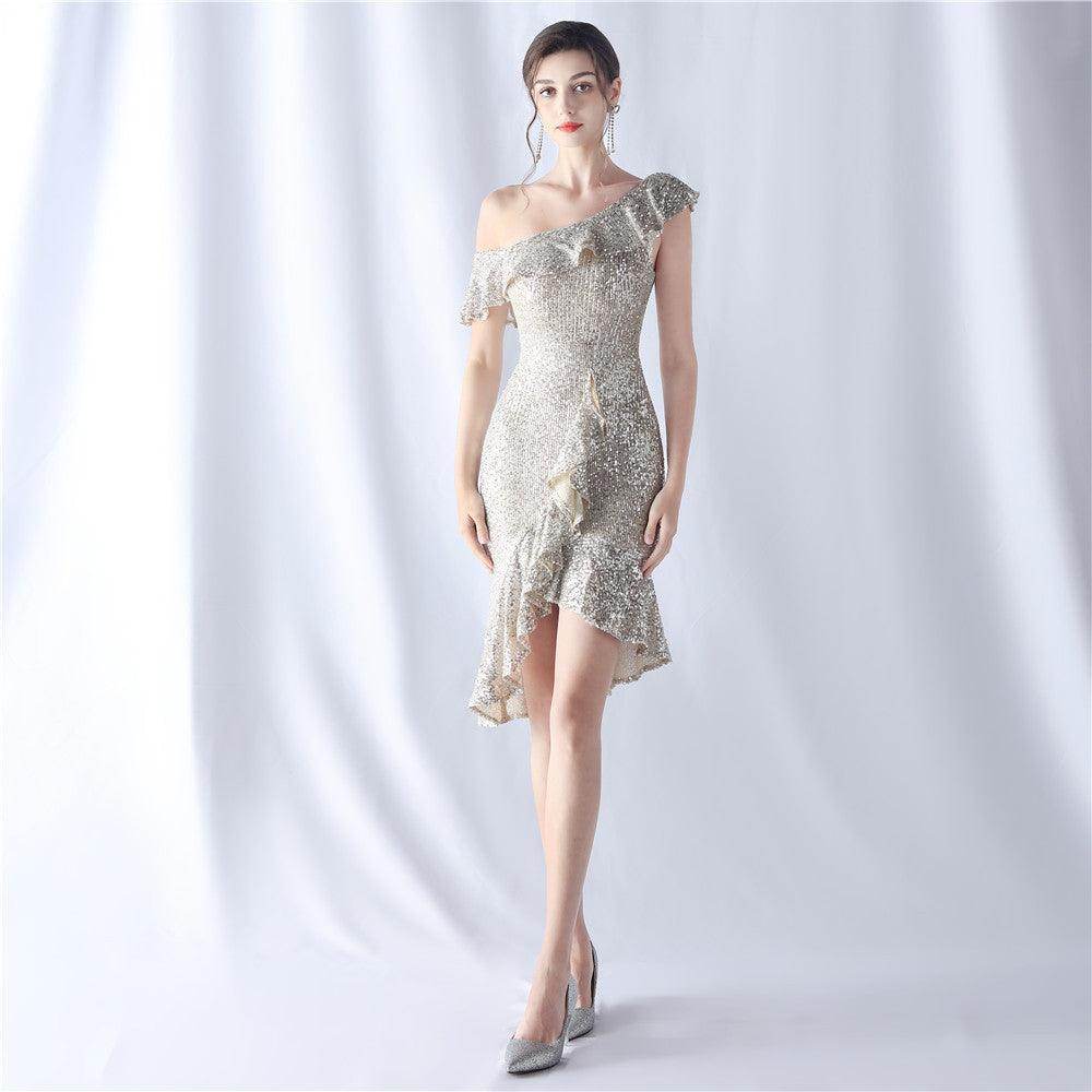 Sheath-Column Knee Length Sequined Cocktail Dress 803821408027 - COCOMELODY