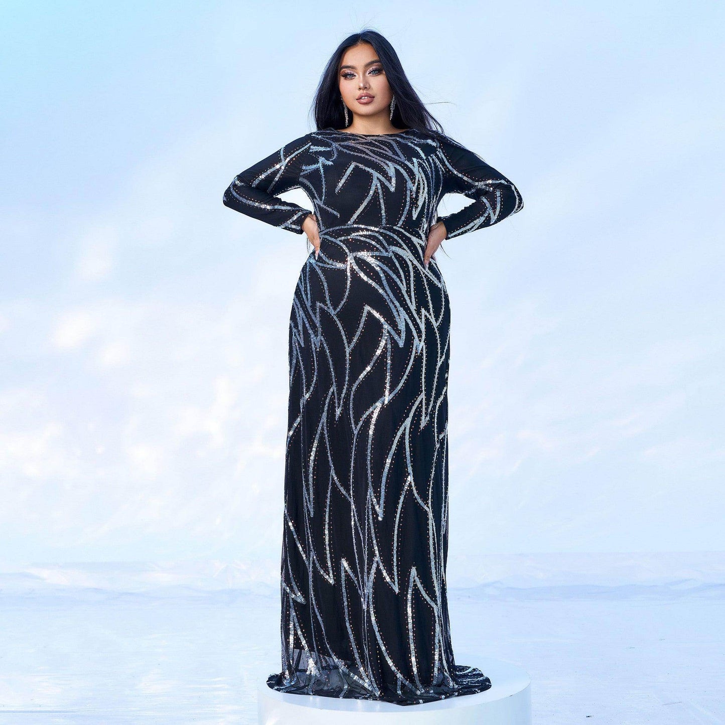 Sheath-column floor length sequined dress 830733471572 - COCOMELODY