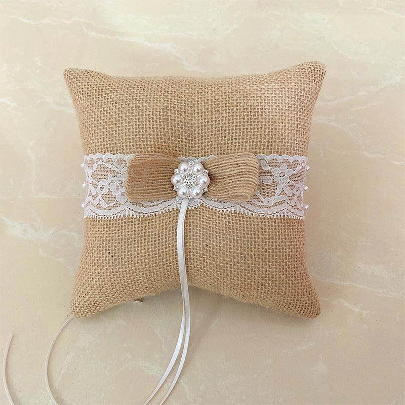 Linen ring pillow Bride wedding party ring pillow 702166828805 - COCOMELODY