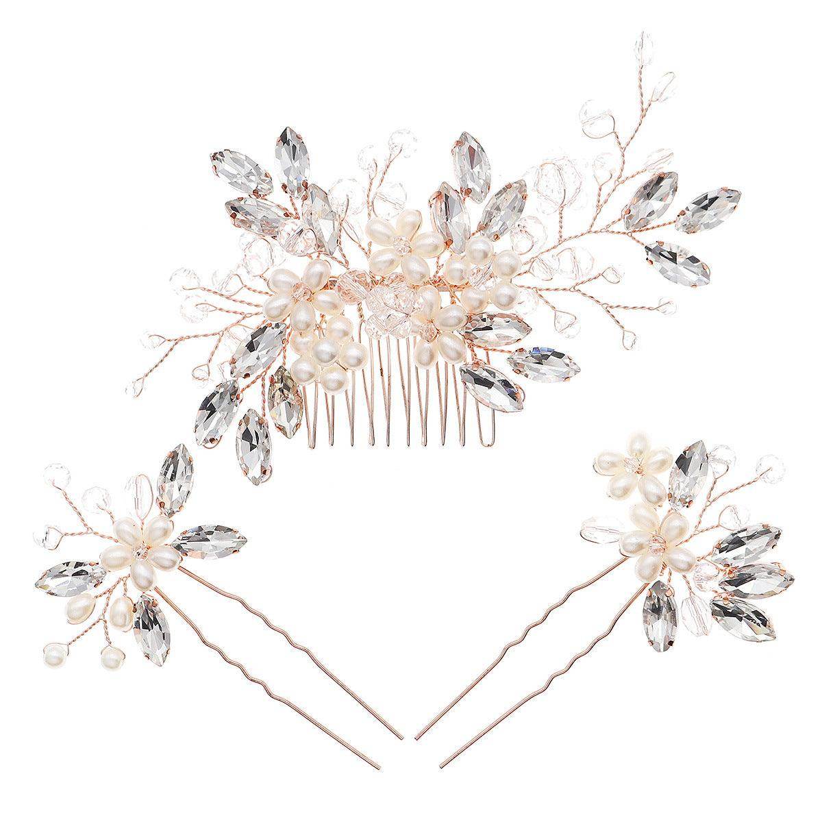 Wedding Hair Comb Pearl Forest Bride Hair Accessories Set of 3 734482274608 - COCOMELODY