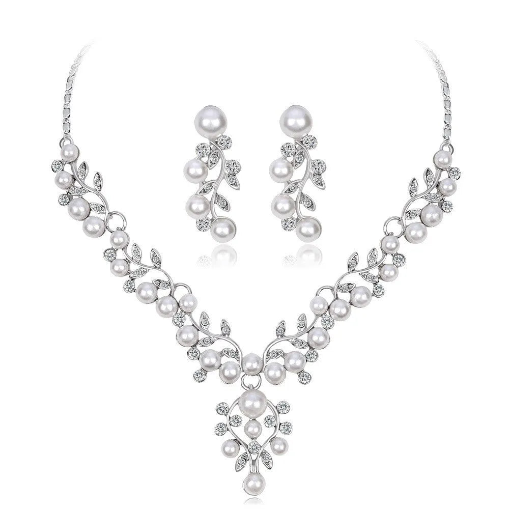 Bride necklace Earrings two-piece rhinestone Bride set Necklace Wedding jewelry Wedding jewelry set 563237845915