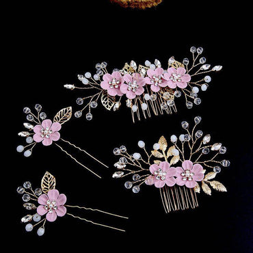 Leaf curly hair comb headwear bride Combs 4 Pieces 737108021960 - COCOMELODY