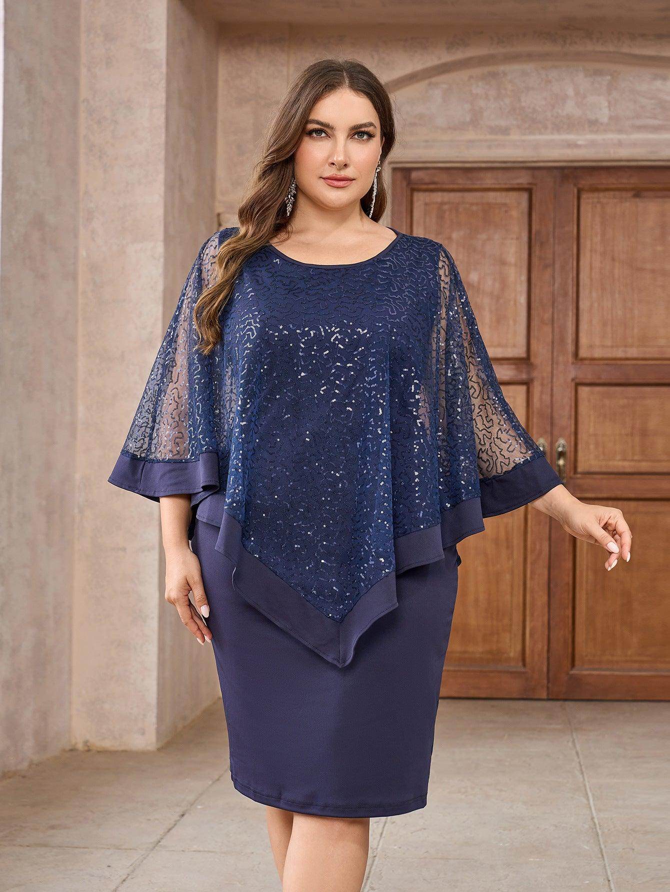 Sheath-Column Knee Length Sequined dress 829130385892 - COCOMELODY
