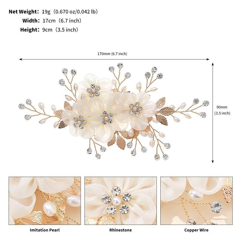 Beautiful white flower handcrafted hair clip Wedding hair accessories Diamond pearl hair clip 753896048928 - COCOMELODY