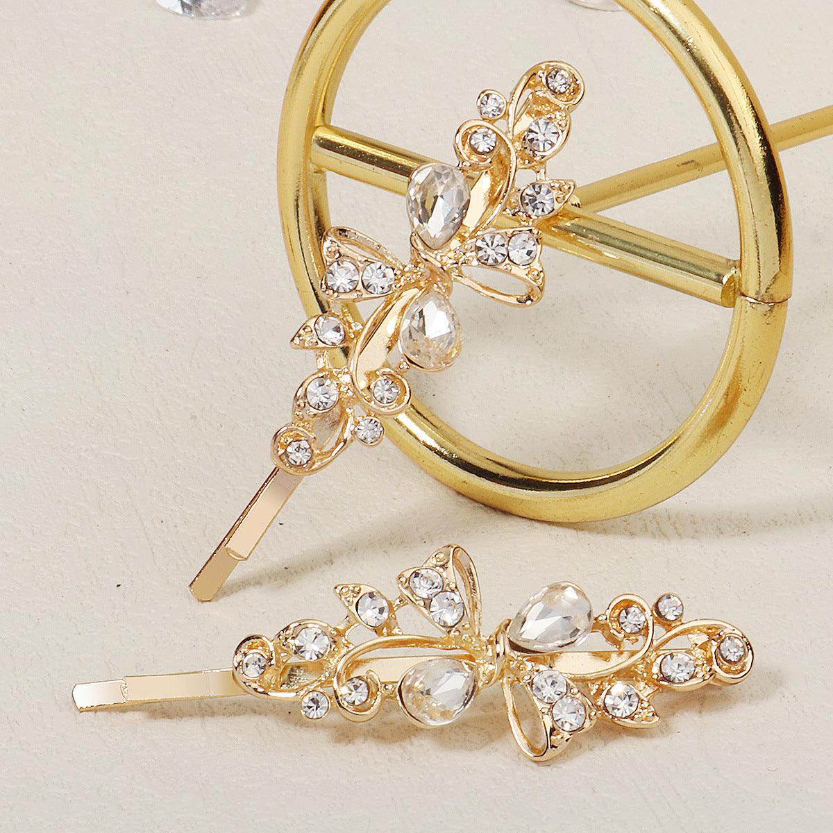 Hair accessories Metal Hair Clips Broken bangs One line clip leaf rhinestone alloy hair clips 679973510035 - COCOMELODY