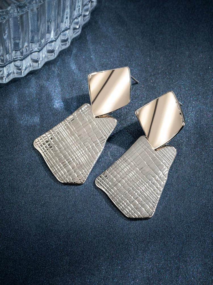 Geometric metal earrings unique drop earrings 637384003663 - COCOMELODY