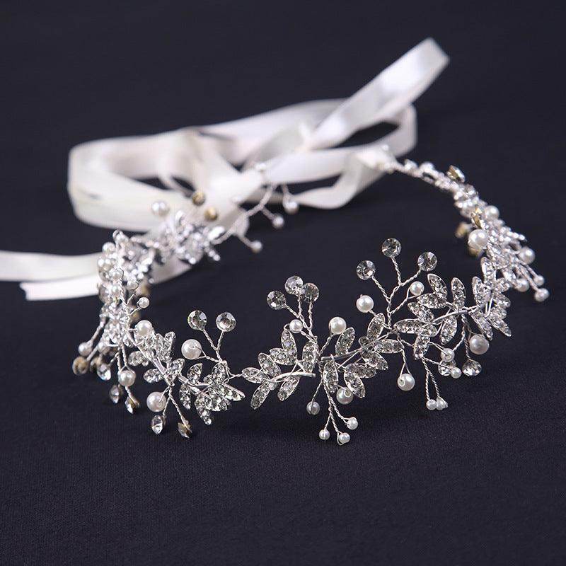 Explosive white handmade Crystal Tiara Bridal garland Hair accessories Pearl headband Headpieces 692378900508 - COCOMELODY