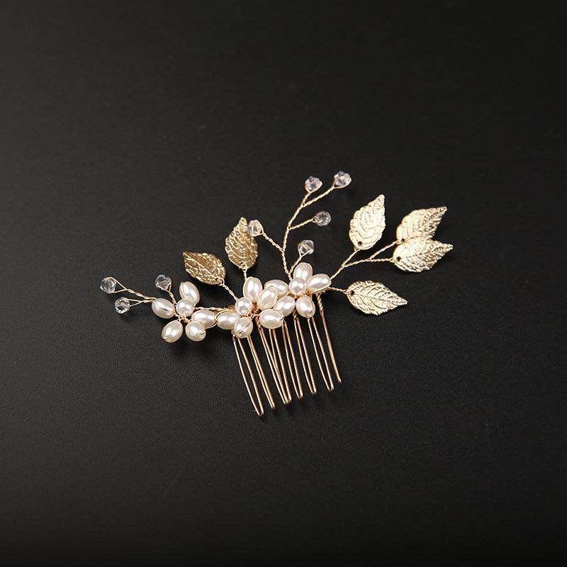 Golden Leaf Bride Combs 2 Pieces 7969295597726 - COCOMELODY
