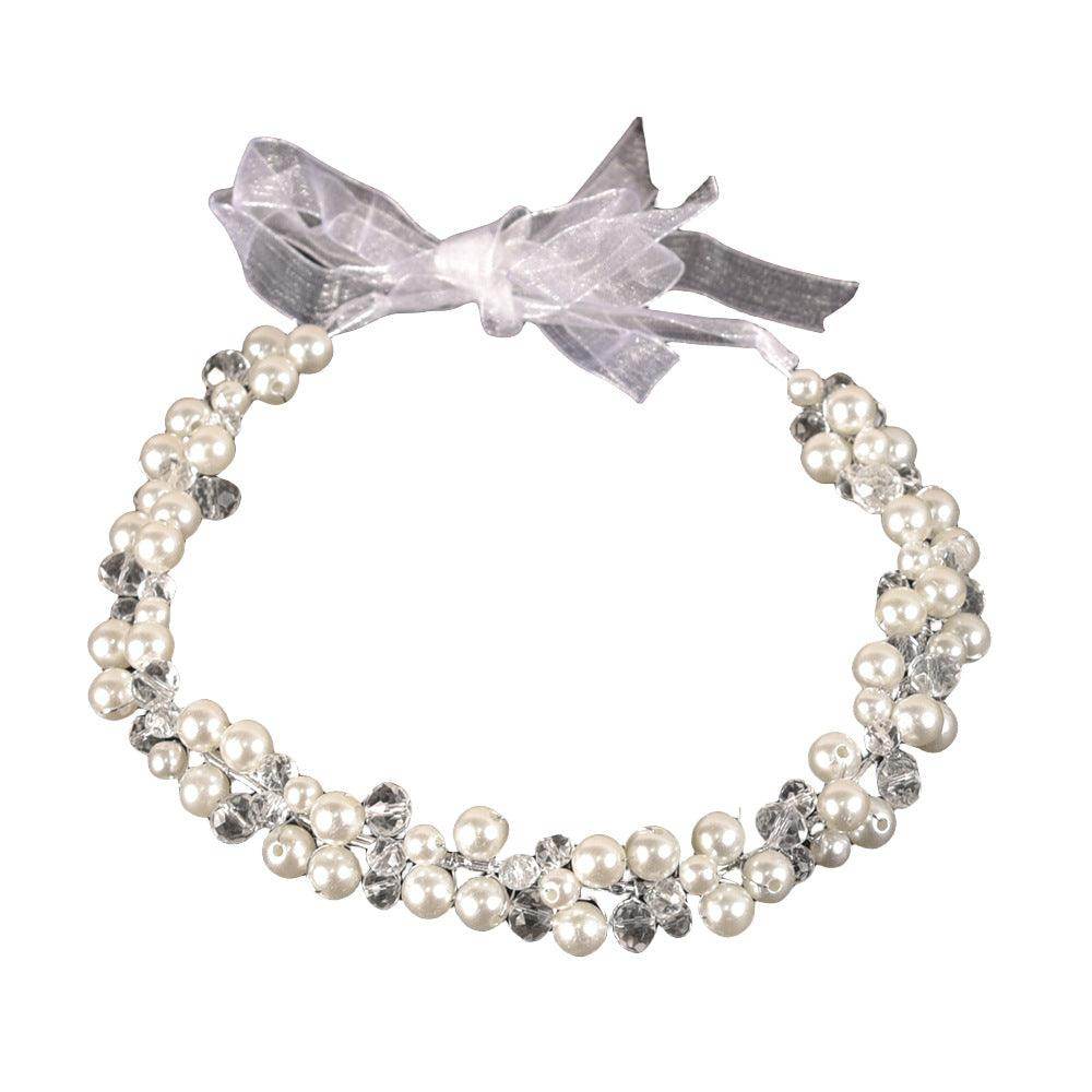 Bridal headwear for girls Pearl headband Headband with yarn band 583256976866 - COCOMELODY