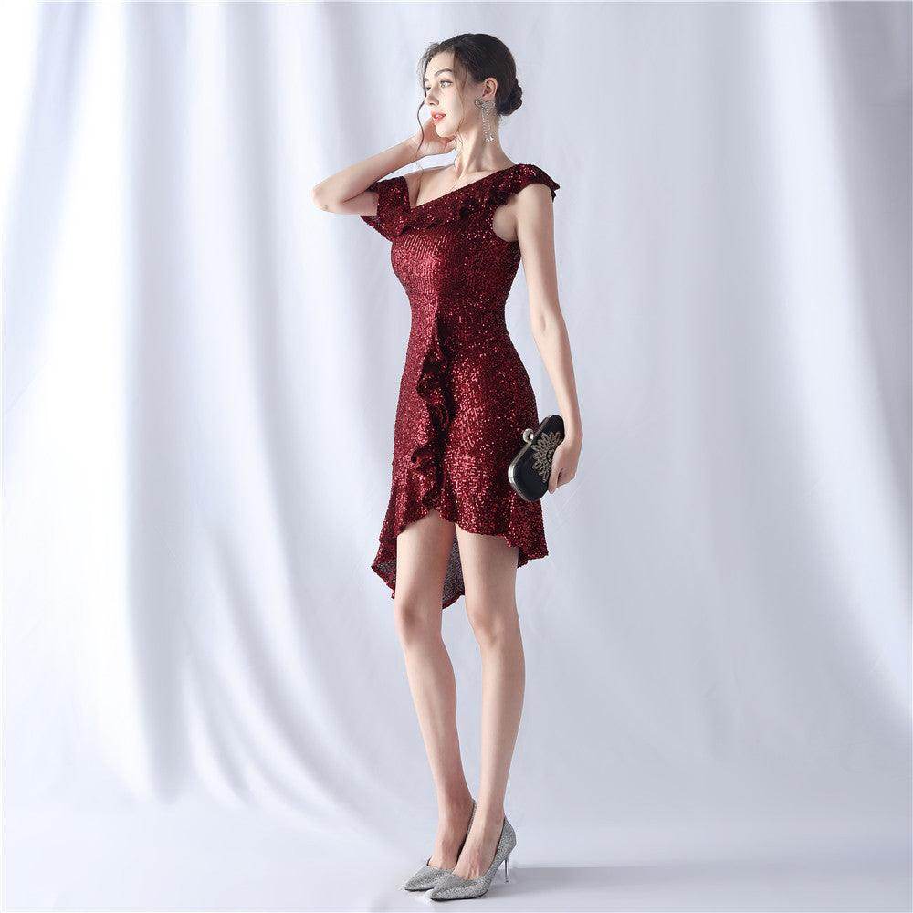 Sheath-Column Knee Length Sequined Cocktail Dress 803821408027 - COCOMELODY