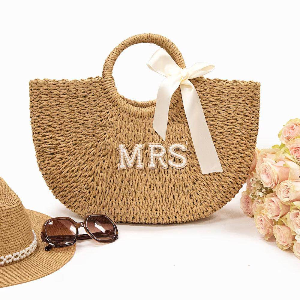English letters Bride Mrs Straw bag wedding Bride bachelor party honeymoon 787587608952 - COCOMELODY