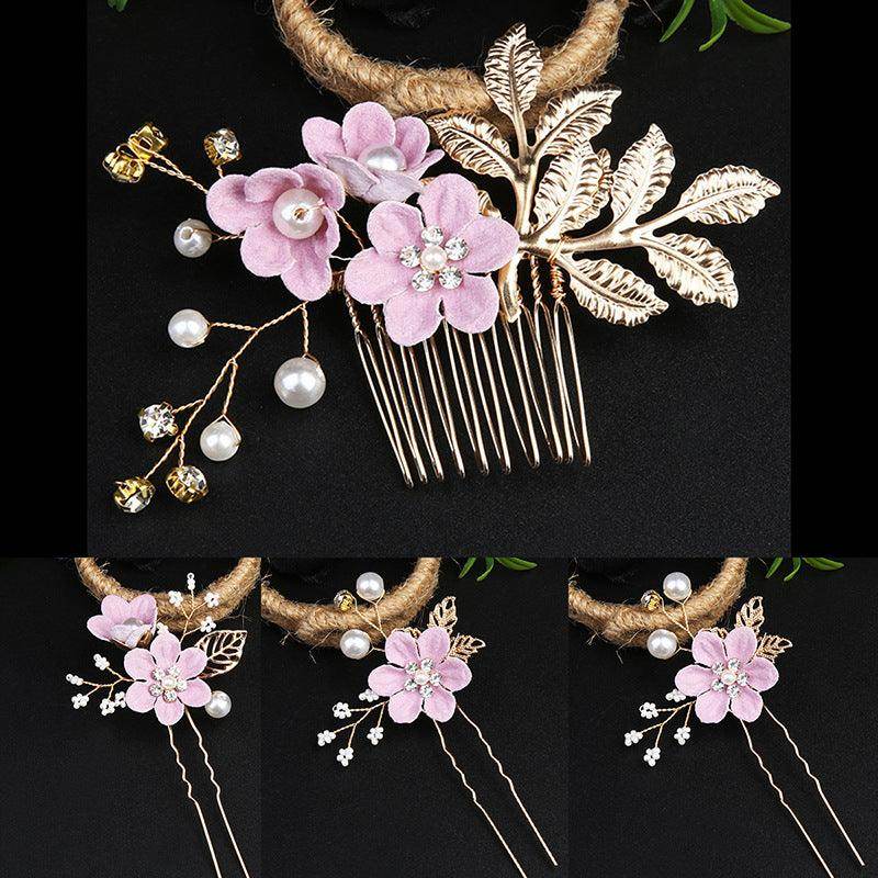 Wedding Hair Comb Pearl Crystal Bride Hair Accessories Set of 4 709072032456 - COCOMELODY