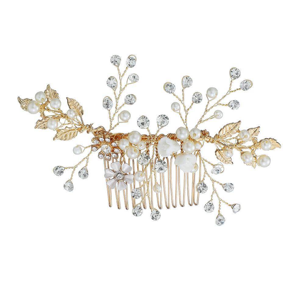 Hand alloy pearl updo bridal hair comb 716261902532 - COCOMELODY