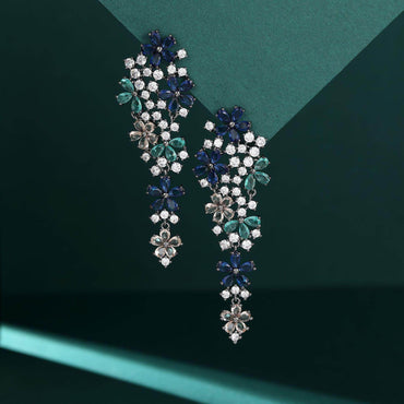 Colored zircon flower earrings 722044565739 - COCOMELODY