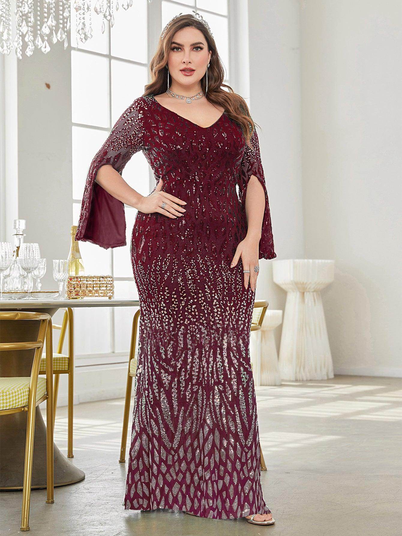 Sheath-column floor length sequined dress 760744990416 - COCOMELODY