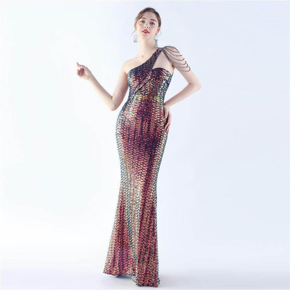 Sheath-column floor length sequined dress 785514826195 - COCOMELODY