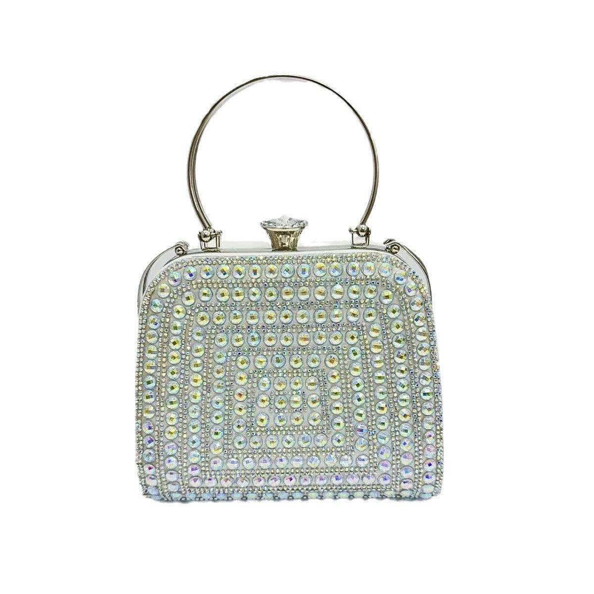 Diamond-set clutch bag Women's Party Bag Rhinestone Tote Delicate diagonal dinner bag 763988820276 - COCOMELODY