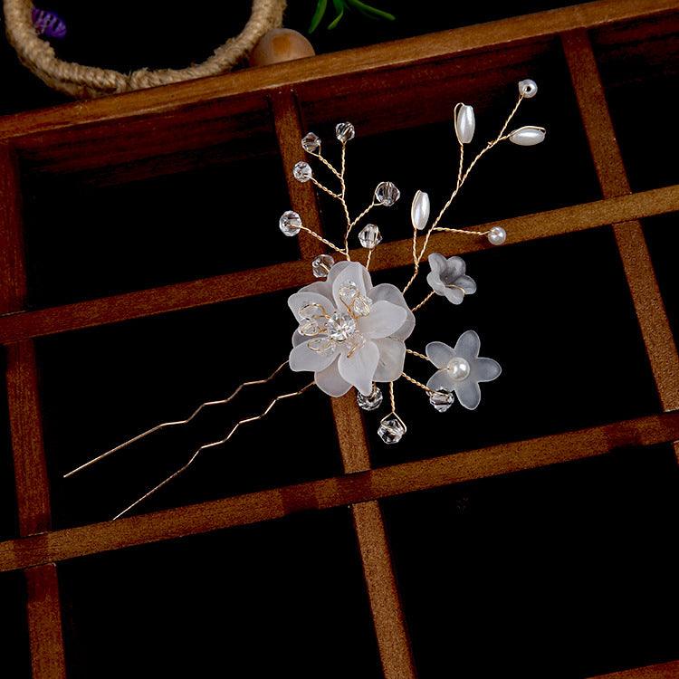 Bridal headwear Handmade flower Bridal accessories Wedding Hairpin Hair fork accessories 643526251684 - COCOMELODY