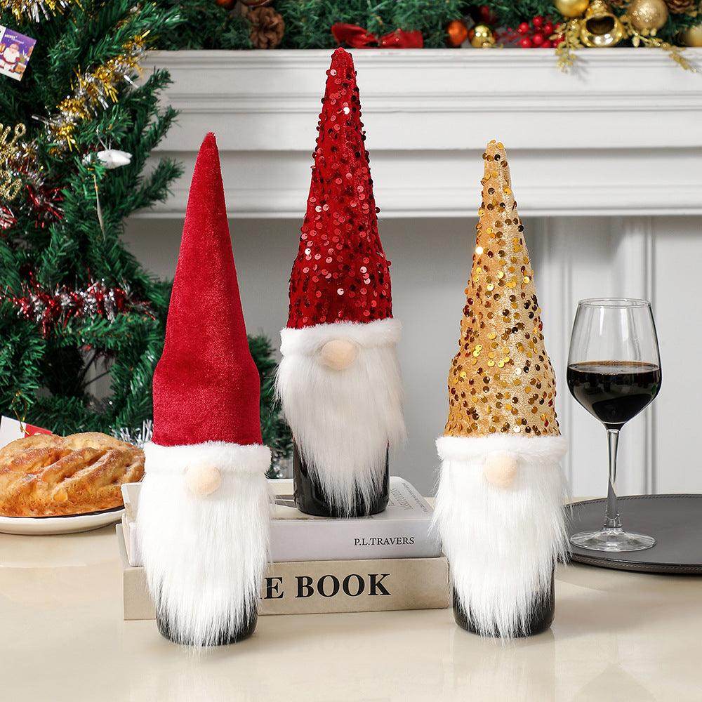 Christmas decorations sequin faceless doll bottle sleeve party 844089687689 - COCOMELODY