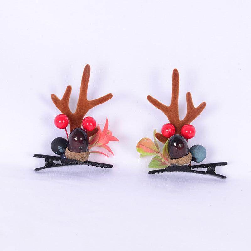 Christmas simulation antler hairpin on clip adult children decorative top clip hair accessories 848976050282 - COCOMELODY