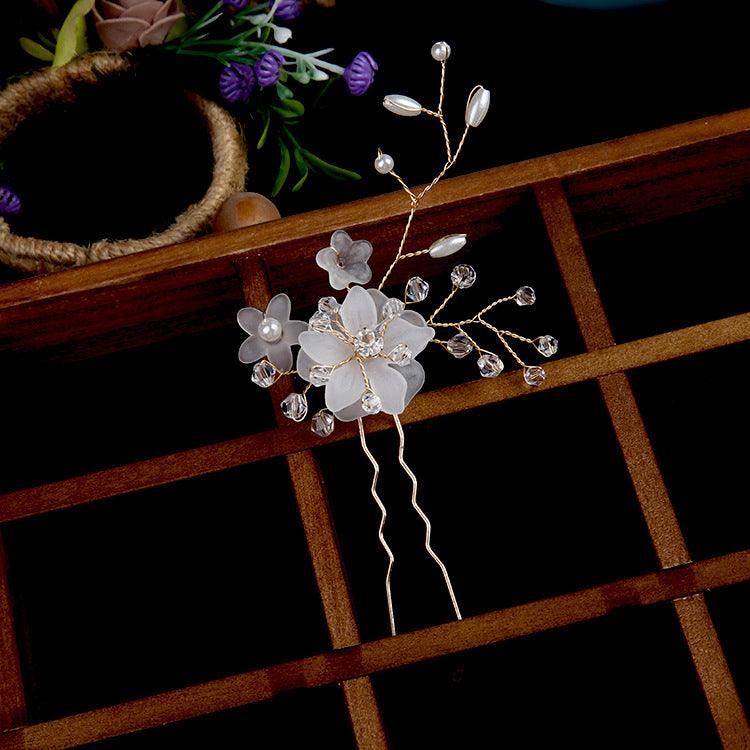 Bridal headwear Handmade flower Bridal accessories Wedding Hairpin Hair fork accessories 643526251684 - COCOMELODY