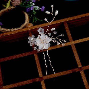 Bridal headwear Handmade flower Bridal accessories Wedding Hairpin Hair fork accessories 643526251684 - COCOMELODY