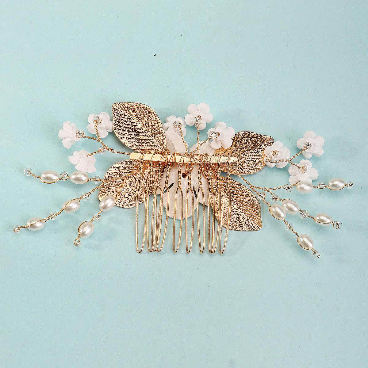 Bridal headwear Hairpin comb Wedding party wedding photo hairpin white polymer clay flower hair comb 768293185702 - COCOMELODY