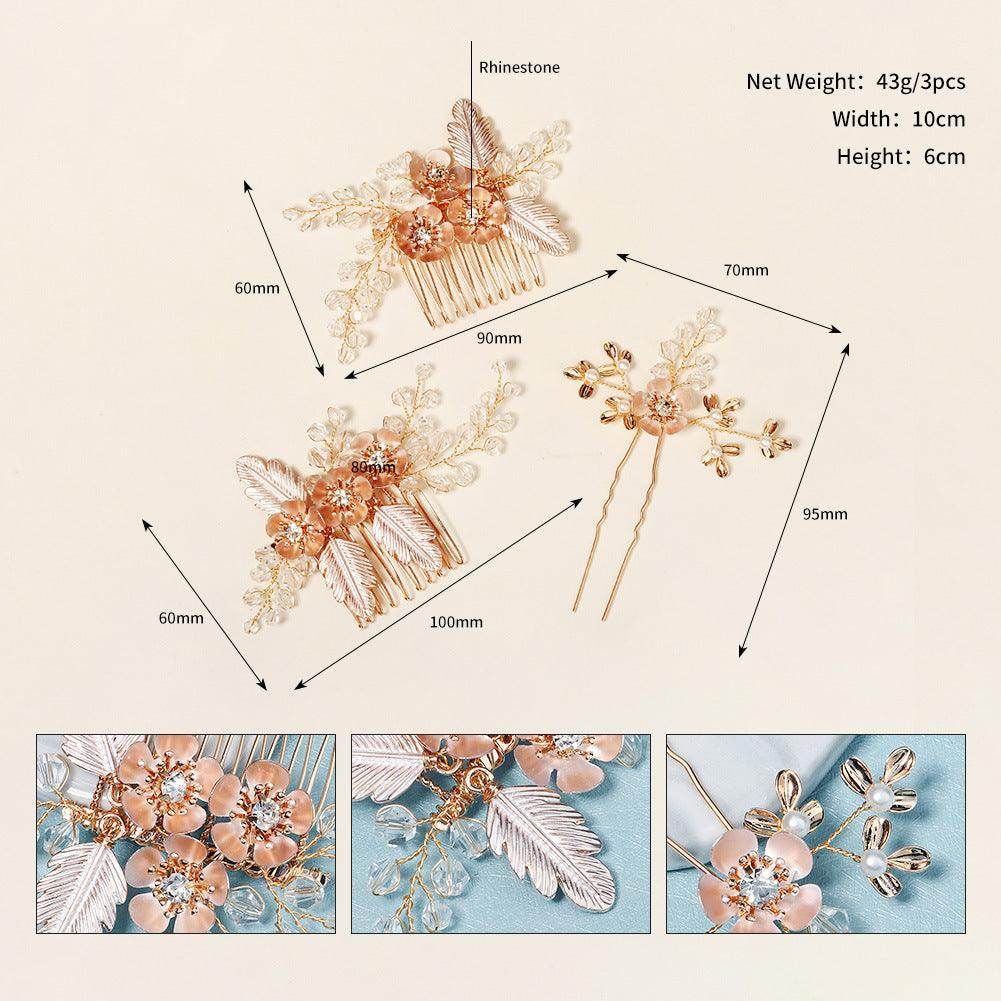 Bridal Accessories Hairpin Hair set Handmade crystal flower hair comb Pearl comb 643477798259 - COCOMELODY