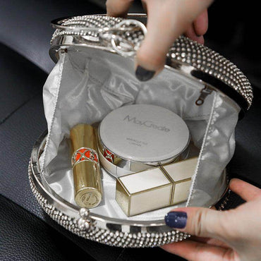 Rhinestone mid-round evening bag 791461170551 - COCOMELODY