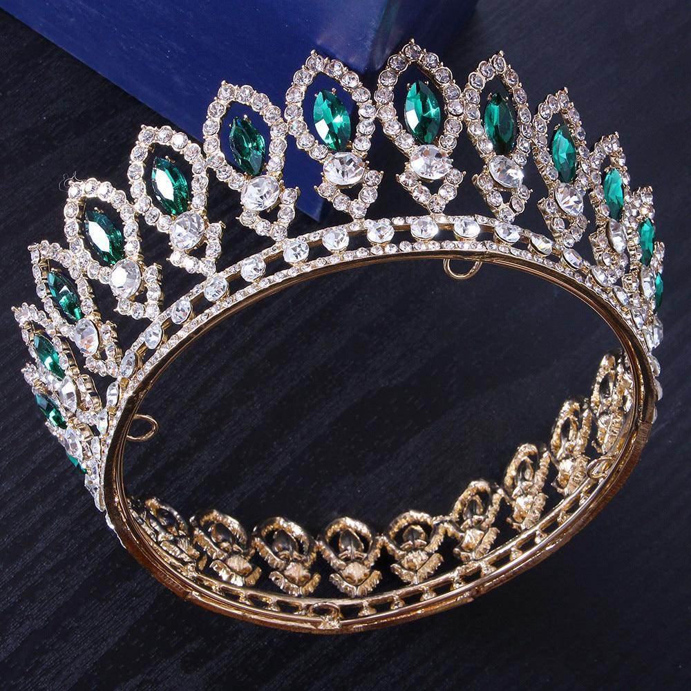 Full diamond Baroque round bridal tiara Crown accessories Alloy headband round tiara 723179819813 - COCOMELODY