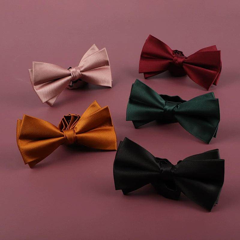 Men's 2-Piece Elastic Silk Like Satin Bow Ties Pocket Square 641989567542 - COCOMELODY