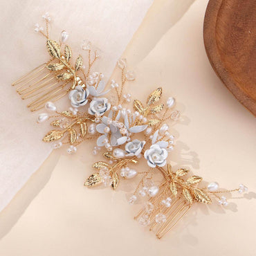 Bridal accessories Insert comb Atmospheric flowers wedding hair styling hair accessories vintage handcrafted comb 768931639047 - COCOMELODY