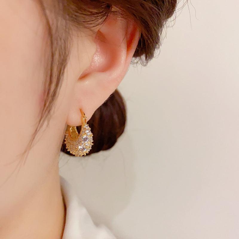 Micro-encrusted zircon bag earrings 693037597905 - COCOMELODY