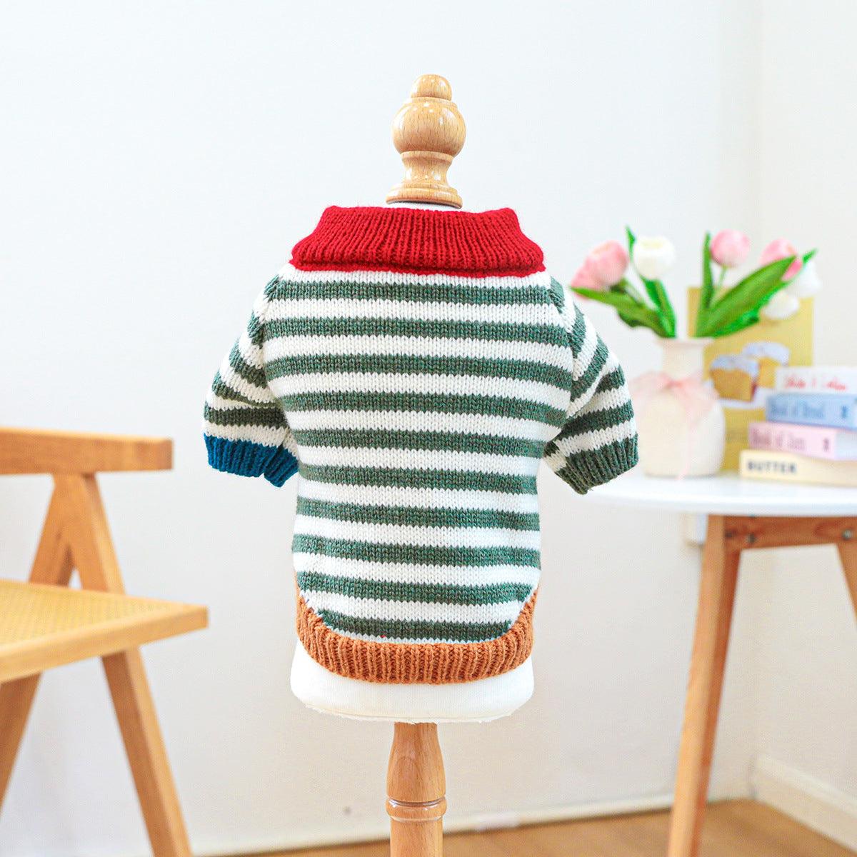 Pet Clothes Dog Cats Colorful vintage striped sweater 830166761506 - COCOMELODY