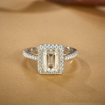 Sterling silver moissanite geometric ring 814893619223