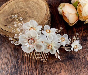 Cloth gold flower bridal hair comb insert comb 673125233255 - COCOMELODY
