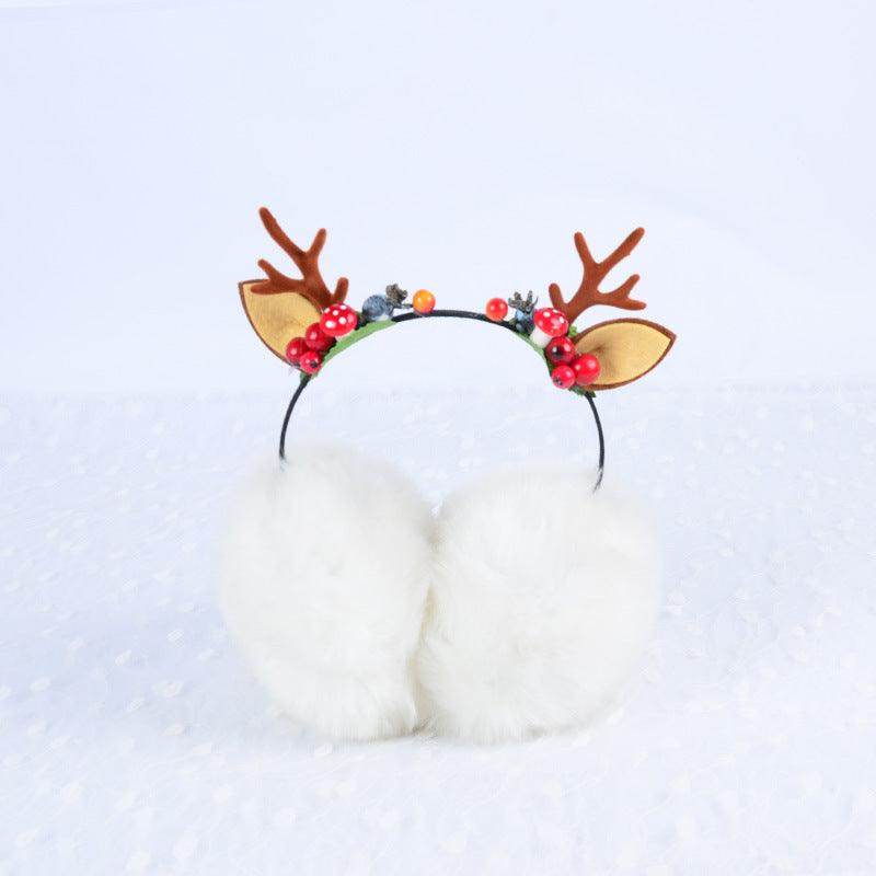 Christmas elk antlers Winter warm earmuffs Cute cat ear headband headdress 849465740917 - COCOMELODY