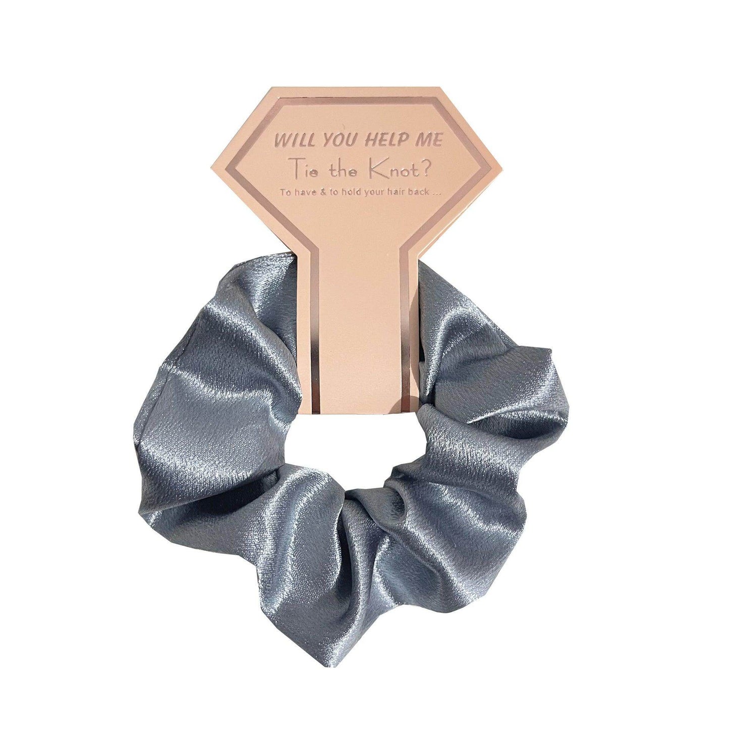 Crown Card Crystal Satin scrunchie Wedding party Gift Fashion solid color hair tie set 676812975531 - COCOMELODY