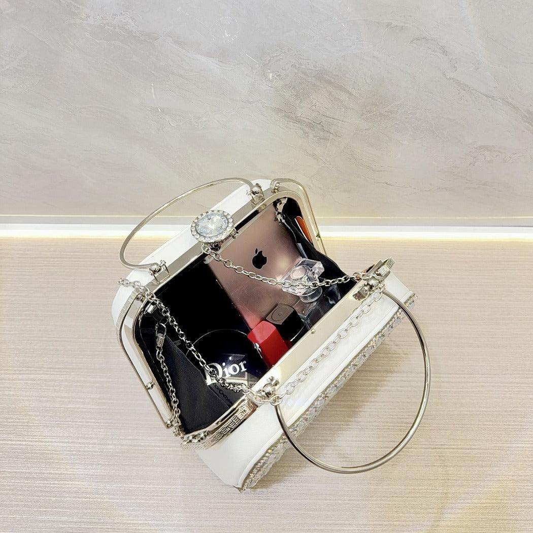 Diamond-set clutch bag Women's Party Bag Rhinestone Tote Delicate diagonal dinner bag 763988820276 - COCOMELODY