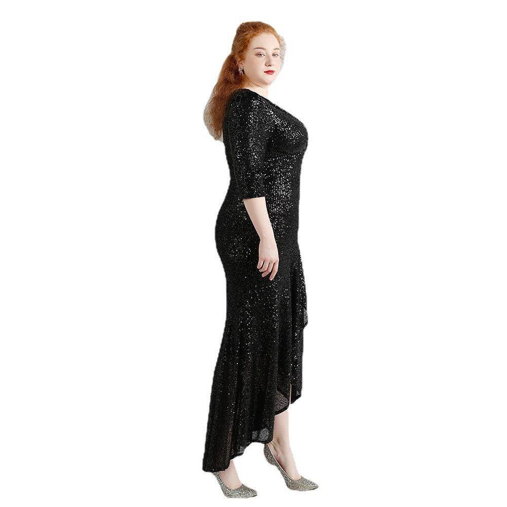 Trumpet-Mermaid High-Low Sequins Evening Dress 647755659545 - COCOMELODY