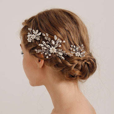 Bridal hairpin Wedding hairpin Handmade rhinestone pearl hairpins 788503768124 - COCOMELODY