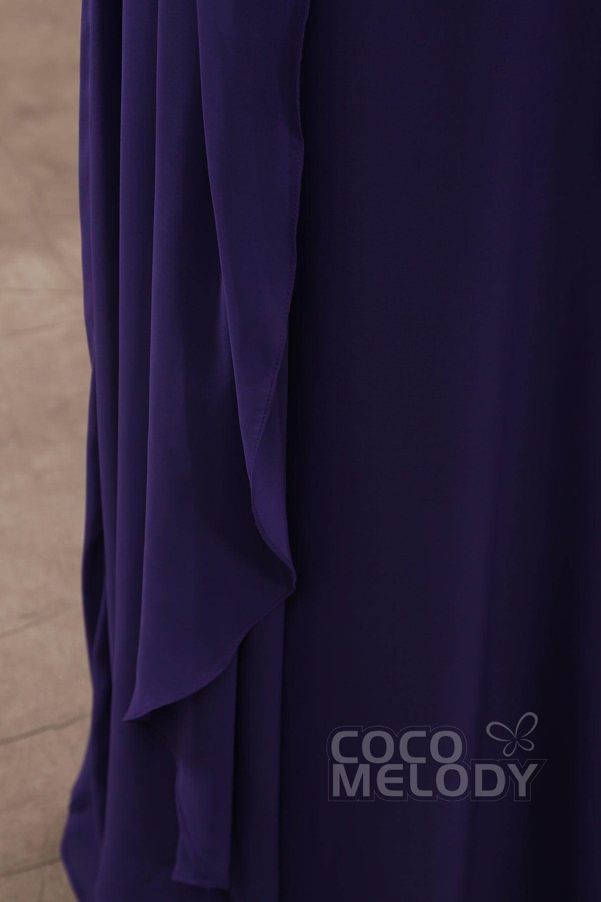 Sheath Floor Length Chiffon Wedding Guest Dress COZF15009 - COCOMELODY