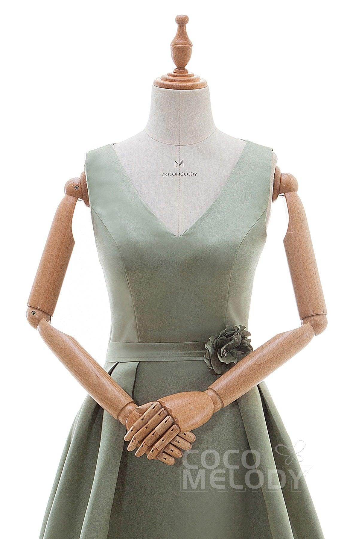 A-Line Knee Length Satin Bridesmaid Dresses PR3318 - COCOMELODY