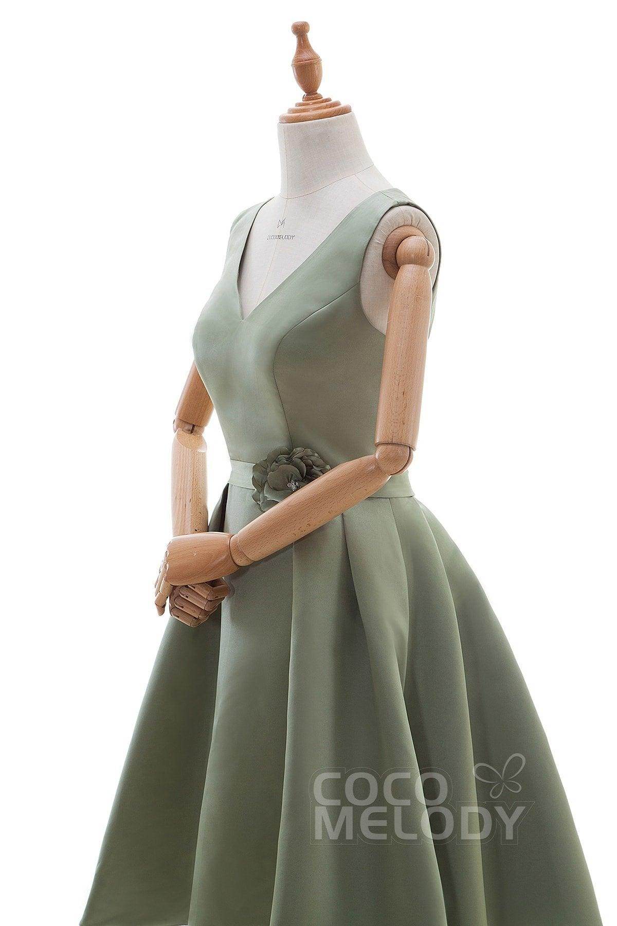 A-Line Knee Length Satin Bridesmaid Dresses PR3318 - COCOMELODY