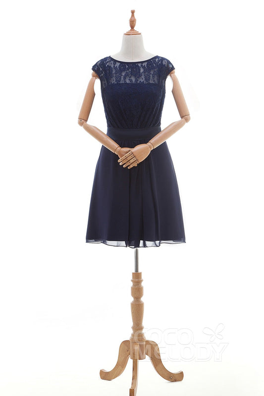 Sheath Knee Length Lace Chiffon Bridesmaid Dresses PR3323